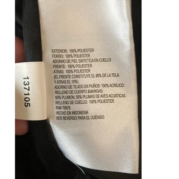 Michael Kors Long Down Black Puffer Parka Coat Women’s L - Picture 12 of 14